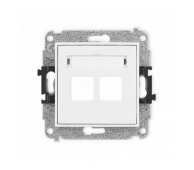 Gniazdo multimedialne podwójne bez modułu (standard Keystone), Biały Mat Karlik Mini 25MGM-2P