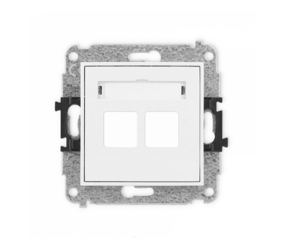 Gniazdo multimedialne podwójne bez modułu (standard Keystone), Biały Mat Karlik Mini 25MGM-2P