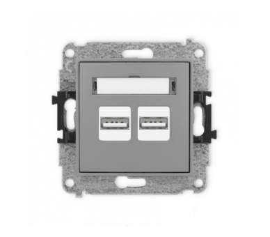 Ładowarka USB podwójna, 5V, 3.1A, Szary Mat Karlik Mini 27MCUSB-6