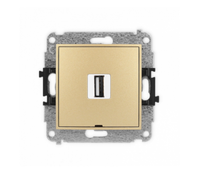 Gniazdo pojedyncze USB A-A 2.0, Złoty Karlik Mini 29MGUSBBO-1