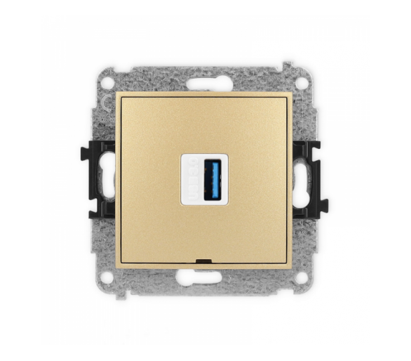 Gniazdo pojedyncze USB A-A 3.0, Złoty Karlik Mini 29MGUSBBO-5