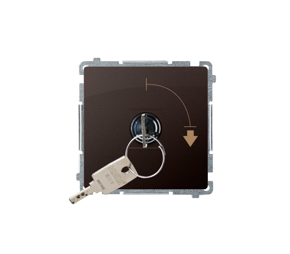 Łącznik na kluczyk jednobiegunowy - 2 pozycyjny „0-I” (moduł) 5A 250V, do lutowania, czekoladowy mat, metalizowany BMW1K.01/47