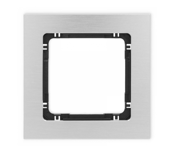 Ramka uniwersalna pojedyncza - aluminium szczotkowane (ramka: srebrna, spód: czarny), Srebrny Karlik Deco 7-12-DRA-1