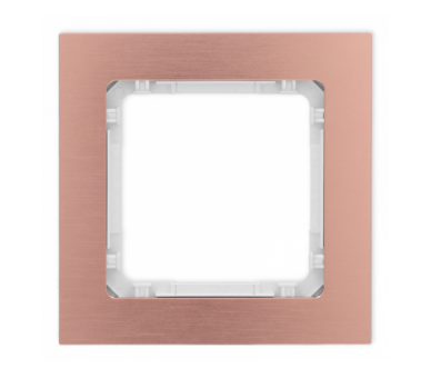Ramka uniwersalna pojedyncza - aluminium szczotkowane (ramka: kolor miedziany, spód: biały), Miedziany Karlik Deco 9-0-DRA-1