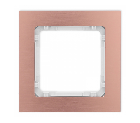 Ramka uniwersalna pojedyncza - aluminium szczotkowane (ramka: kolor miedziany, spód: biały), Miedziany Karlik Deco 9-0-DRA-1