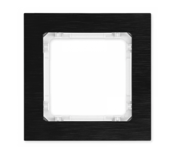 Ramka uniwersalna pojedyncza - aluminium szczotkowane (ramka: czarna, spód: biały), Czarny Karlik Deco 12-0-DRA-1