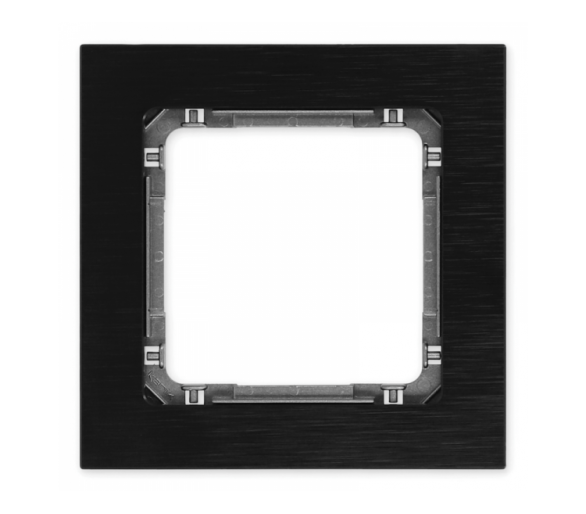Ramka uniwersalna pojedyncza - aluminium szczotkowane (ramka: czarna, spód: grafitowy), Czarny Karlik Deco 12-11-DRA-1