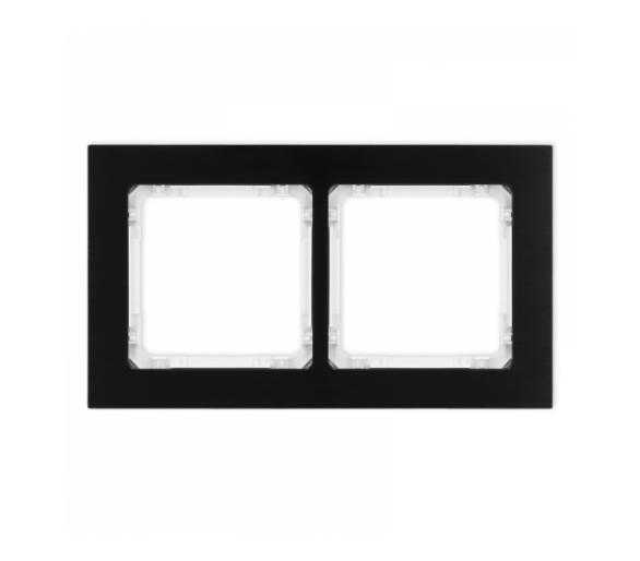 Ramka uniwersalna podwójna - aluminium szczotkowane (ramka: czarna, spód: biały), Czarny Karlik Deco 12-0-DRA-2