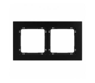 Ramka uniwersalna podwójna - aluminium szczotkowane (ramka: czarna, spód: czarny), Czarny Karlik Deco 12-12-DRA-2