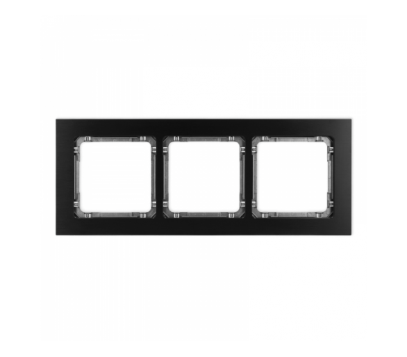 Ramka uniwersalna potrójna - aluminium szczotkowane (ramka: czarna, spód: grafitowy), Czarny Karlik Deco 12-11-DRA-3