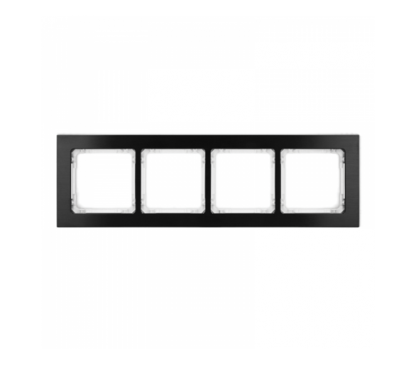Ramka uniwersalna poczwórna - aluminium szczotkowane (ramka: czarna, spód: biały), Czarny Karlik Deco 12-0-DRA-4