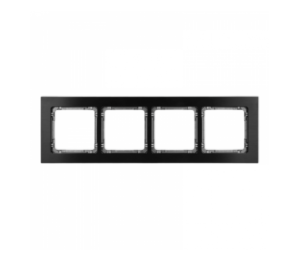Ramka uniwersalna poczwórna - aluminium szczotkowane (ramka: czarna, spód: grafitowy), Czarny Karlik Deco 12-11-DRA-4