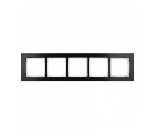 Ramka uniwersalna pięciokrotna - aluminium szczotkowane (ramka: czarna, spód: biały), Czarny Karlik Deco 12-0-DRA-5
