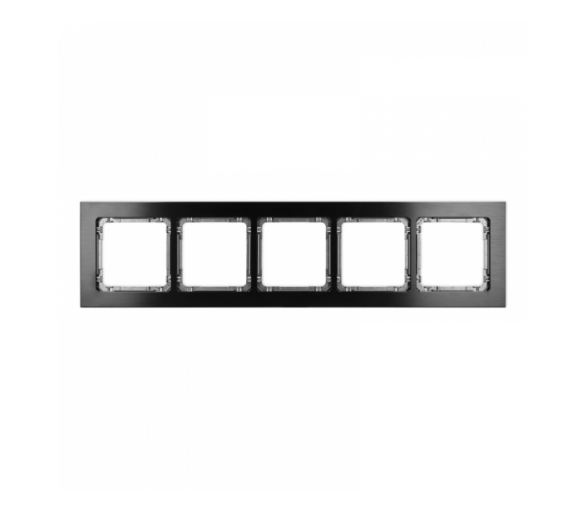 Ramka uniwersalna pięciokrotna - aluminium szczotkowane (ramka: czarna, spód: grafitowy), Czarny Karlik Deco 12-11-DRA-5