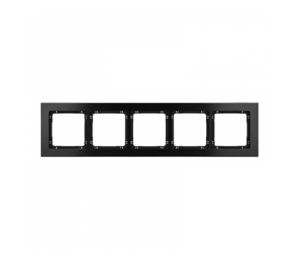 Ramka uniwersalna pięciokrotna - aluminium szczotkowane (ramka: czarna, spód: czarny), Czarny Karlik Deco 12-12-DRA-5