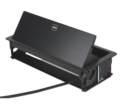 Gniazdo meblowe FLIP UP PUSH 3x 230V z uziemieniem + 2x USB A/C + 2x pusty moduł czarne z wtyczką GST18 0,4m DIGITEL