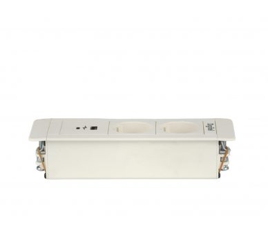 Gniazdo meblowe SLIM FRAME 2x 230V z uziemieniem + 2x USB A/C białe z wtyczką GST18 0,2m DIGITEL