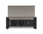 Gniazdo meblowe SLIM COVER 2x 230V z uziemieniem + 2x USB A/C czarne aluminium z wtyczką GST18 0,2m DIGITEL