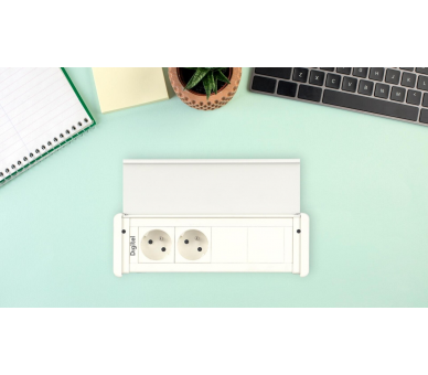 Gniazdo meblowe SLIM COVER 2x 230V z uziemieniem + 2x USB A/C białe z wtyczką GST18 0,2m DIGITEL