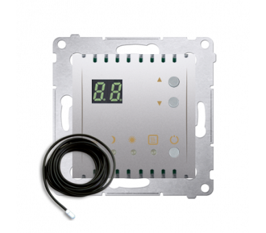 Regulator temperatury z wyświetlaczem z czujnikiem zewnętrzym (sonda) srebrny mat, metalizowany DTRNSZ.01/43