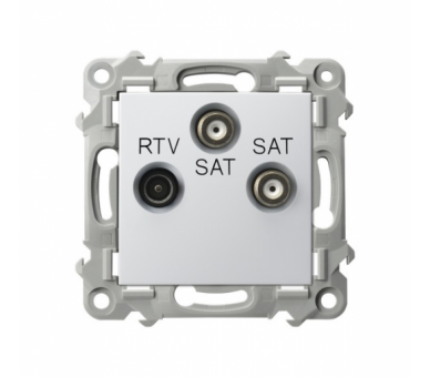 Gniazdo RTV-SAT z dwoma wyjściami SAT białe Ospel Szafir GPA-Z2S/m/00