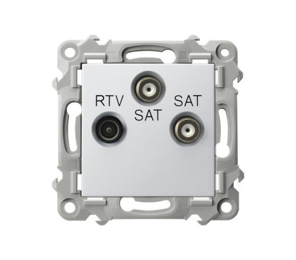 Gniazdo RTV-SAT z dwoma wyjściami SAT białe Ospel Szafir GPA-Z2S/m/00