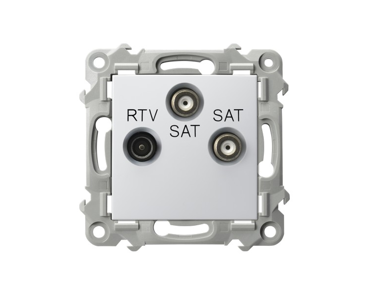 Gniazdo RTV-SAT z dwoma wyjściami SAT białe Ospel Szafir GPA-Z2S/m/00