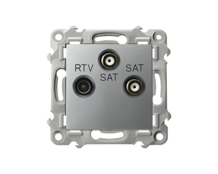 Gniazdo RTV-SAT z dwoma wyjściami SAT srebro Ospel Szafir GPA-Z2S/m/18