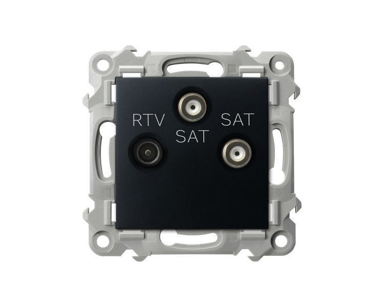 Gniazdo RTV-SAT z dwoma wyjściami SAT czarny metalik Ospel Szafir GPA-Z2S/m/33