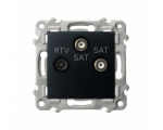 Gniazdo RTV-SAT z dwoma wyjściami SAT czarny metalik Ospel Szafir GPA-Z2S/m/33