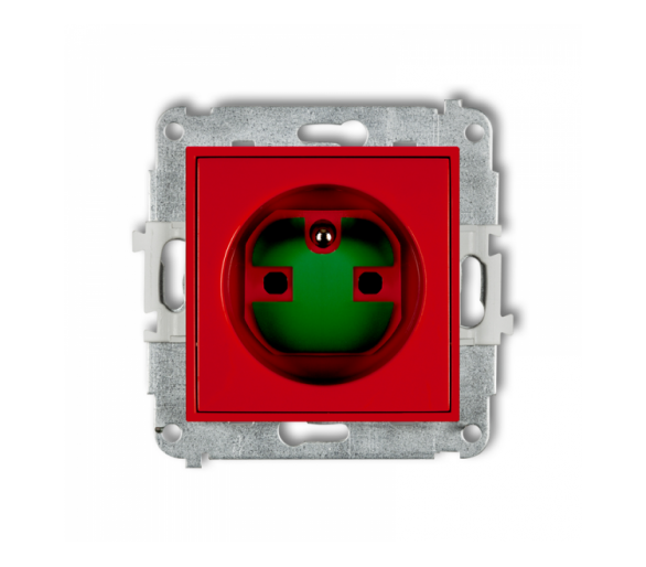 ICON Gniazdo pojedyncze z uziemieniem 2P+Z DATA z kluczem czerwony Karlik IGZK