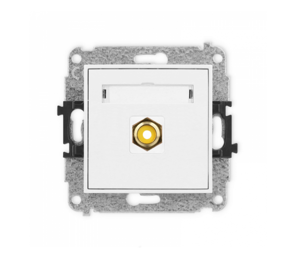 ICON Gniazdo pojedyncze RCA (typu cinch - żółty, pozłacany) biały Karlik IGRCA-1