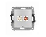 ICON Gniazdo podwójne RCA, bez pola opisowego (typu cinch - biały i czerwony, pozłacany) srebrny metalik Karlik 7IGRCABO-2