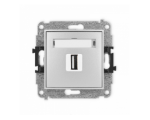 ICON Gniazdo pojedyncze USB A-A 2.0 srebrny metalik Karlik 7IGUSB-1