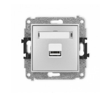 ICON Ładowarka pojedyncza 1xUSB, 5V, 1A srebrny metalik Karlik 7ICUSB-1