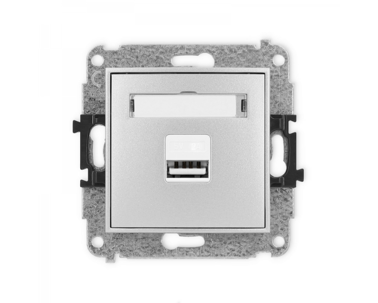 ICON Ładowarka pojedyncza 1xUSB, 5V, 2A srebrny metalik Karlik 7ICUSB-3