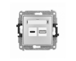 ICON Ładowarka podwójna USB C + USB A, 20W max. srebrny metalik Karlik 7ICUSB-8