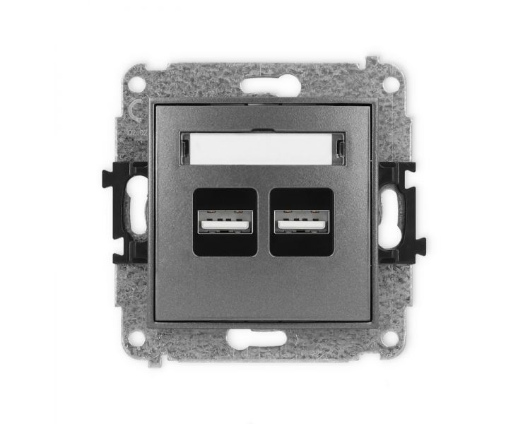 ICON Ładowarka podwójna USB, 5V, 3.1A grafitowy Karlik 11ICUSB-6