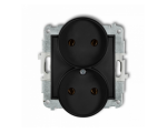 ICON Gniazdo podwójne do ramki bez uziemienia 2x2P (bez przesłon torów prądowych) czarny mat Karlik 12IGPR-2