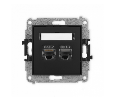 ICON Gniazdo komputerowe 2xRJ45, kat. 7, ekranowane, 8-stykowy czarny mat Karlik 12IGK-10