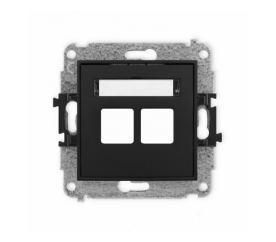 ICON Gniazdo antenowe multimedialne podwójnego bez modułu (standard Keystone) czarny mat Karlik 12IGM-2P