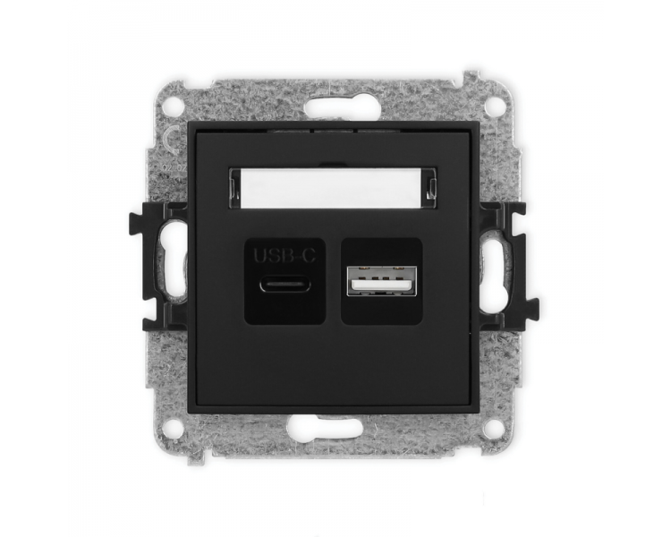 ICON Ładowarka podwójna USB C + USB A, 20W max. czarny mat Karlik 12ICUSB-8