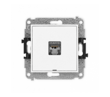 ICON Gniazdo komputerowe 1xRJ45, kat. 5e, ekranowane, 8-stykowy, bez pola opisowego biały mat Karlik 25IGKBO-1e