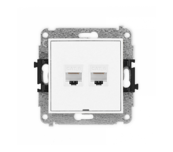 ICON Gniazdo komputerowe 2xRJ45, kat. 6, 8-stykowy, bez pola opisowego biały mat Karlik 25IGKBO-4