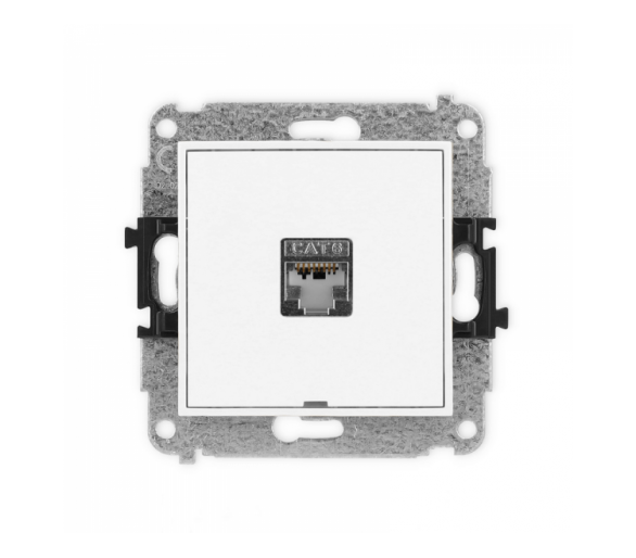 ICON Gniazdo komputerowe 1xRJ45, kat. 6, ekranowane, 8-stykowy, bez pola opisowego biały mat Karlik 25IGKBO-5