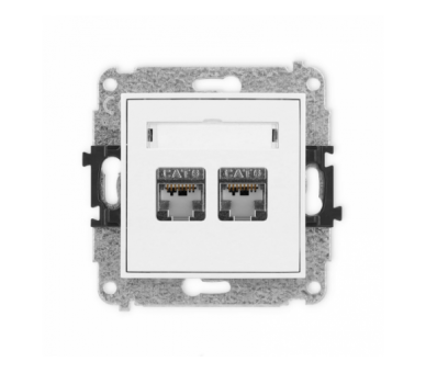 ICON Gniazdo komputerowe 2xRJ45, kat. 6, ekranowane, 8-stykowy biały mat Karlik 25IGK-6