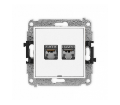 ICON Gniazdo komputerowe 2xRJ45, kat. 6, ekranowane, 8-stykowy, bez pola opisowego biały mat Karlik 25IGKBO-6
