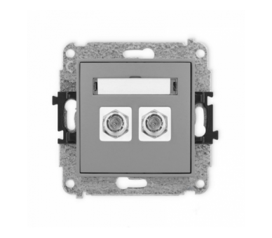 ICON Gniazdo antenowe podwójne typu F (SAT) niklowany szary mat Karlik 27IGF-2