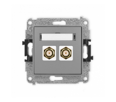 ICON Gniazdo antenowe podwójne typu F (SAT) pozłacany szary mat Karlik 27IGF-2.1