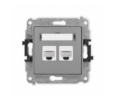 ICON Gniazdo komputerowe 2xRJ45, kat. 6, 8-stykowy szary mat Karlik 27IGK-4